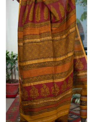 Maheshwari Bagh printed Saree with Blouse