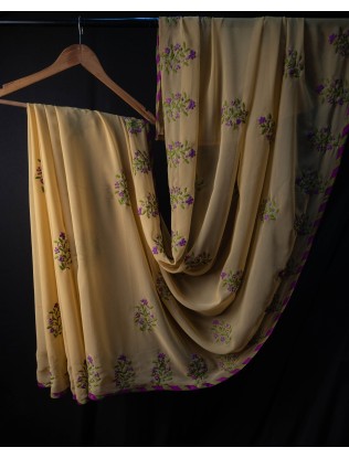 Semi Georgette Saree with applique work