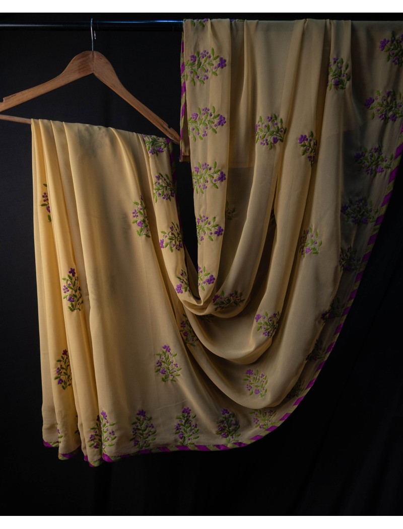 Semi Georgette Saree with applique work Semi Georgette Saree with applique work