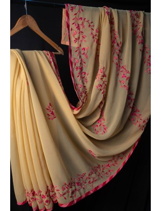 Semi Georgette Saree with applique work