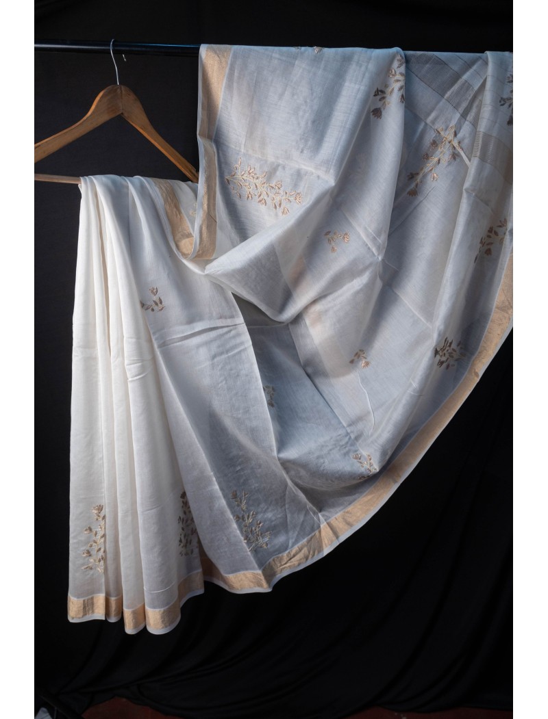 Chanderi Saree with applique work Chanderi Saree with applique work