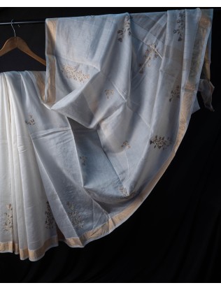 Chanderi Saree with applique work