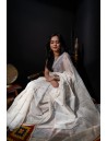 Off White Printed Chanderi Saree