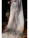 Off White Printed Chanderi Saree