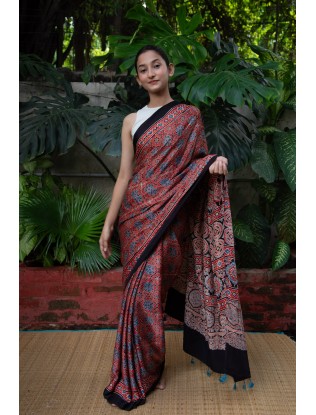 Ajrakh Print  Saree with Blouse