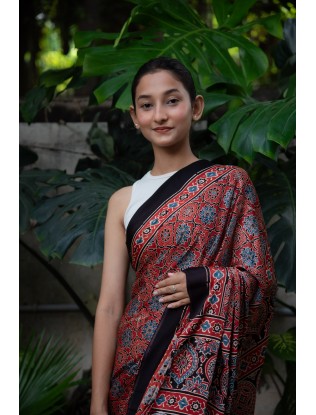 Ajrakh Print  Saree with Blouse