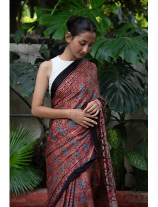 Ajrakh Print  Saree with Blouse