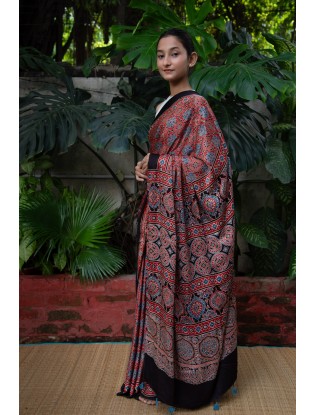 Ajrakh Print  Saree with Blouse