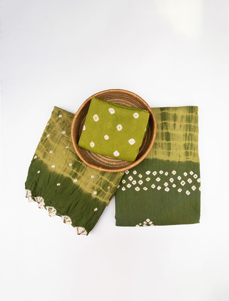 Bandhani Suit Set, Nazir Fabric in Traditional Tie-Dye Bandhani Suit Set, Nazir Fabric in Traditional Tie-Dye