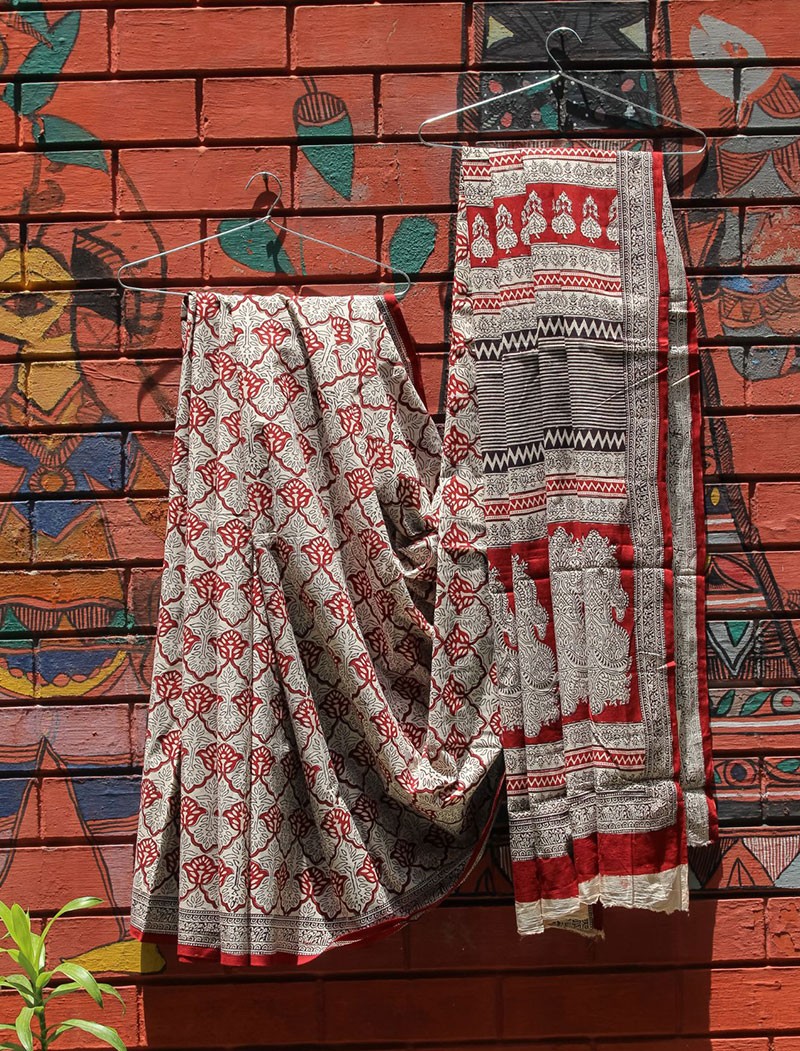 Saree, Bagh Hand Block Print from Madhya Pradesh | Sanatkada Saree, Bagh Hand Block Print from Madhya Pradesh | Sanatkada