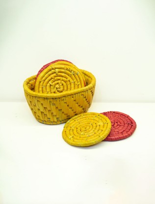 Coaster Set of 6 Handmade from Ecofriendly Moonj Grass
