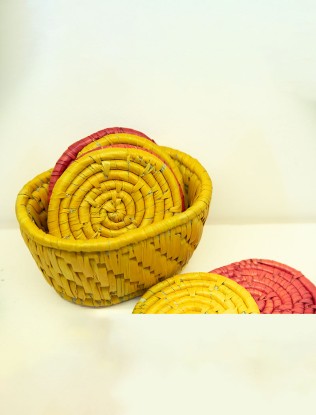 Coaster Set of 6 Handmade from Ecofriendly Moonj Grass