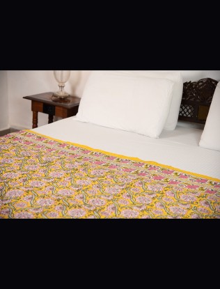 Quilt Single, Sanganeri Block Prints in Soft Cotton Elegance