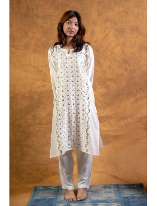 Women Long Panel Kurta with Mukaish Work