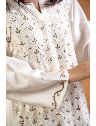 Women Long Panel Kurta with Mukaish Work Q/S