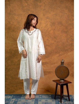 Women Long Panel Kurta with Mukaish Work Q/S