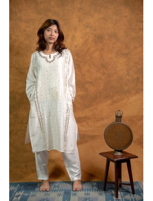 Women Long Panel Kurta with Mukaish Work Q/S