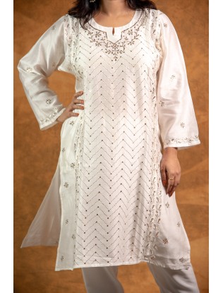 Women Long Panel Kurta with Mukaish Work Q/S