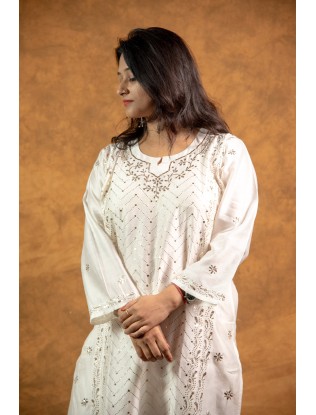 Women Long Panel Kurta with Mukaish Work Q/S