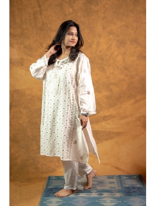 Women Long Panel Kurta with Mukaish Work Q/S
