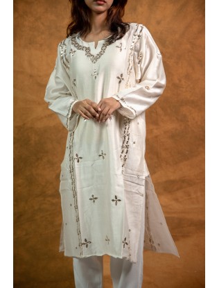 Women Long Panel Kurta with Mukaish Work Q/S