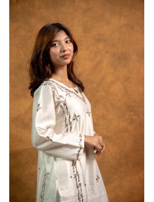 Women Long Panel Kurta with Mukaish Work Q/S