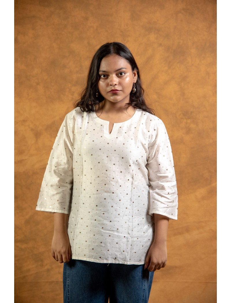 Women Top with Mukaish Work Q/S Women Top with Mukaish Work Q/S