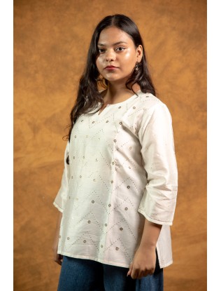 Women Top with Mukaish Work Q/S
