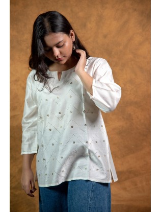 Women Top with Mukaish Work Q/S