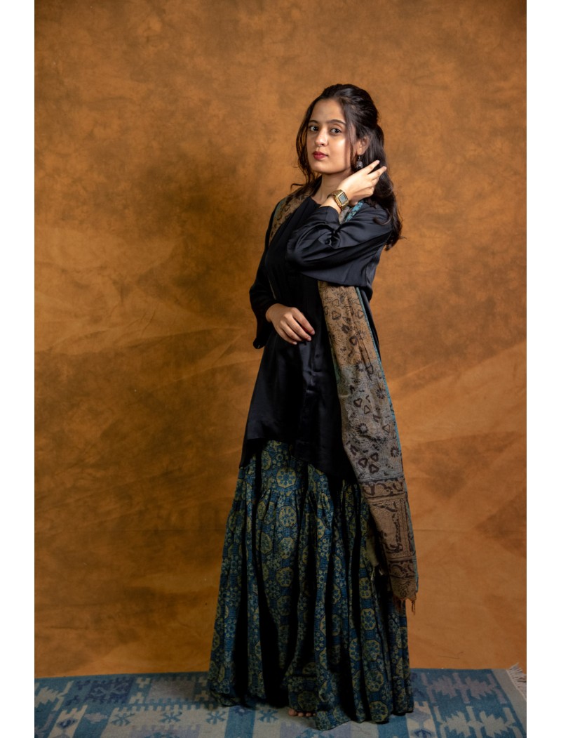 Ajrakh printed Gharara Ajrakh printed Gharara
