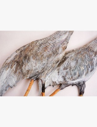 Sarus Crane Hand-Painted Metal Art with Stand | Sanatkada
