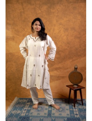 Women Long Panel Kurta with Mukaish Work Q/S