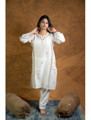 Women Long Panel Kurta with Mukaish Work Q/S
