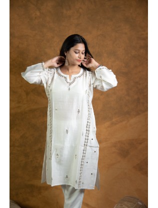 Women Long Panel Kurta with Mukaish Work Q/S