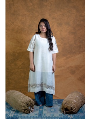 Women Long Panel Kurta with Mukaish Work H/S