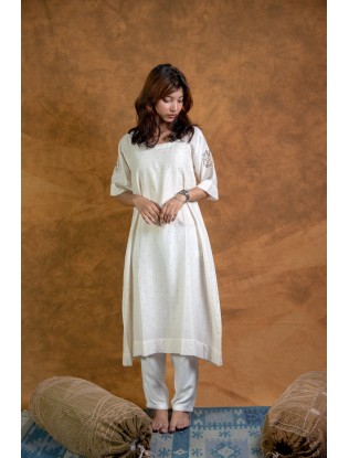 Women Long Panel Kurta with Mukaish Work H/S