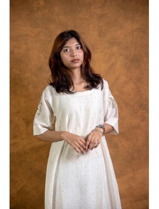 Women Long Panel Kurta with Mukaish Work H/S