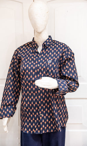 Unisex Block Print Shirt F/S