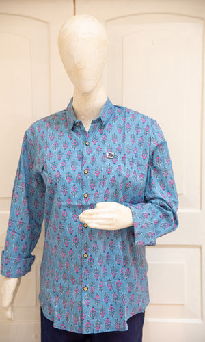 Unisex Block Print Shirt F/S